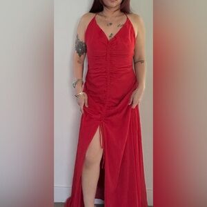 FREE PEOPLE ❣️ Red Ruched Front Maxi Dress - Women